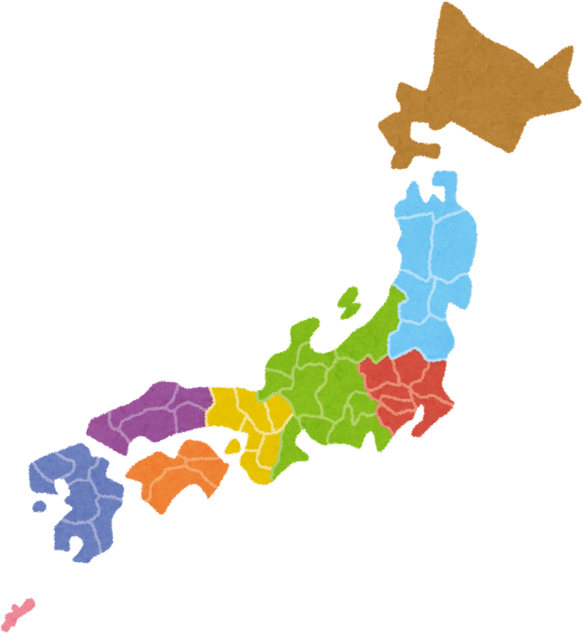 Color-Coded Map of Japan Illustration